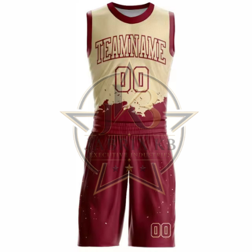Cream & Maroon Basketball Uniform Set | Custom Jersey