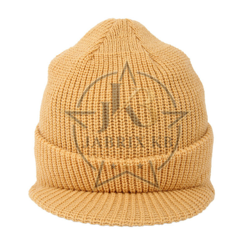 Chunky Knit Beanie with Brim for Men & Women – Yellow Ribbed Peak Cap