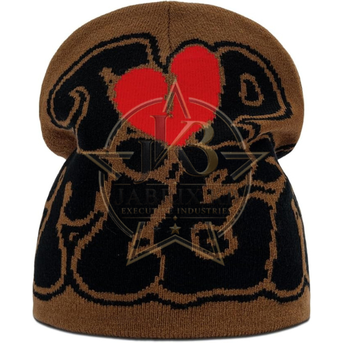Graphic Print Knit Beanie for Men & Women – Heart & Tribal Pattern Cap