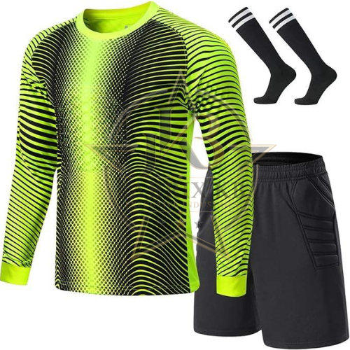 Men's Goalkeeper Uniform Set – Long Sleeve Jersey, Padded Shorts & Socks, Neon Green