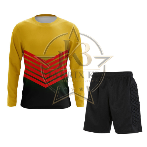 Men's Goalkeeper Uniform Set – Long Sleeve Padded Jersey & Shorts, Yellow/Black