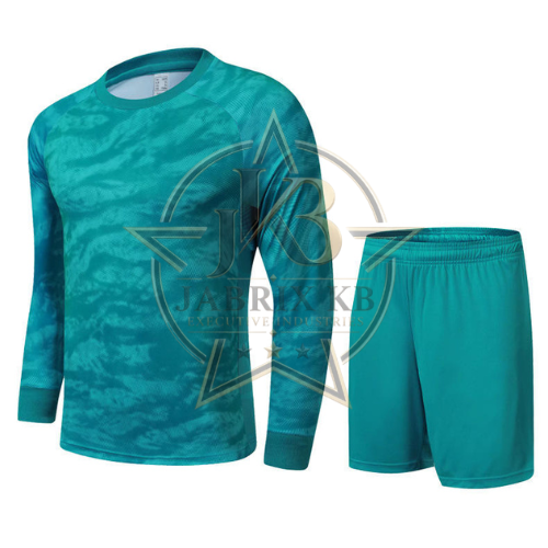 Men's Goalkeeper Uniform Set – Long Sleeve Camo Jersey & Shorts, Teal