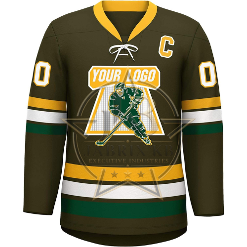 Custom Hockey Jersey for Men – Olive, Gold & Green Team Uniform with Logo