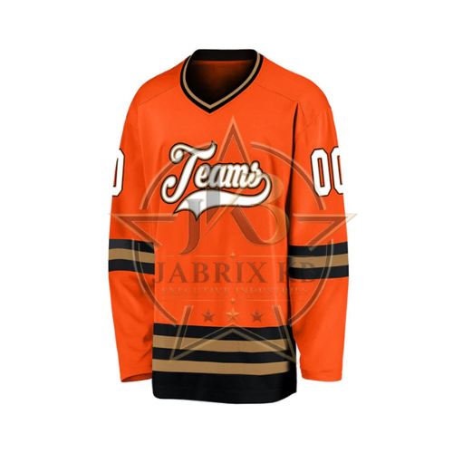 Custom Hockey Jersey for Men – Orange & Black Team Uniform with Name & Number