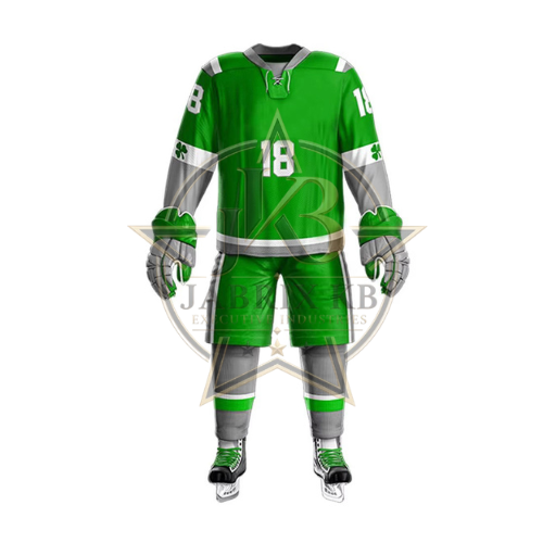 Green Shamrock Ice Hockey Uniform – Irish Style Jersey Set