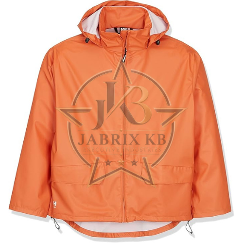 Orange Rain Jacket – Men's Hooded PVC Rain Coat